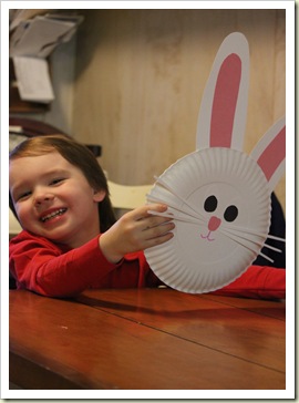 Having fun making Easter bunny crafts