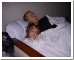 Daddy and niece Tasia sleeping (At least someone got some sleep!)