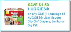 Save $1.50 on Huggies Diapers